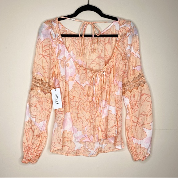 {Guess} floral crotchet detail long sleeve top - Picture 1 of 9